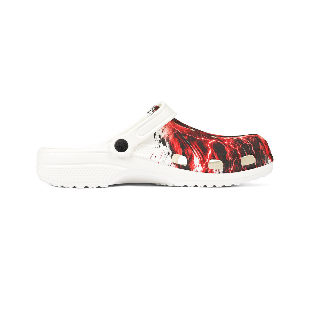 Bleeding Heart Silhouette EVA Clogs — Red Gothic Graphic Slip-Ons