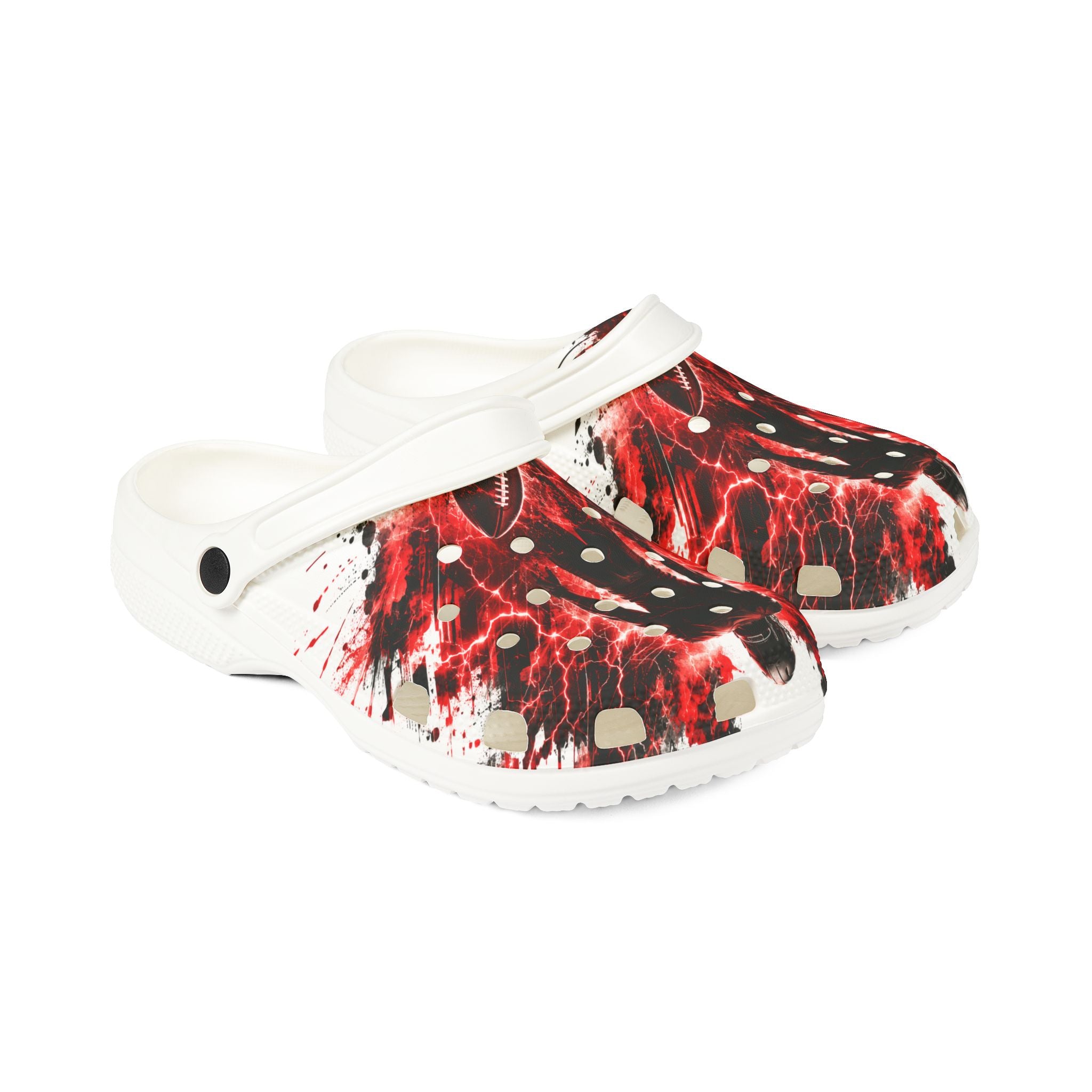 Bleeding Heart Silhouette EVA Clogs — Red Gothic Graphic Slip-Ons