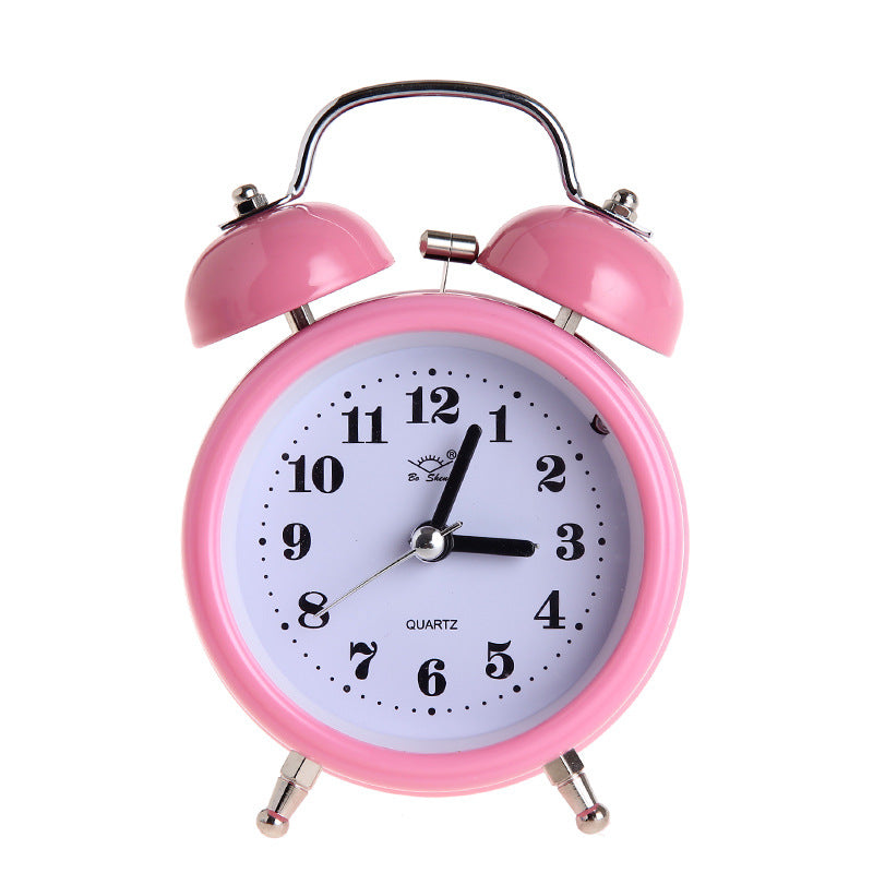 Love-shaped creative bell alarm clock mute with night light personalized gifts promotional alarm clock manufacturers wholesale