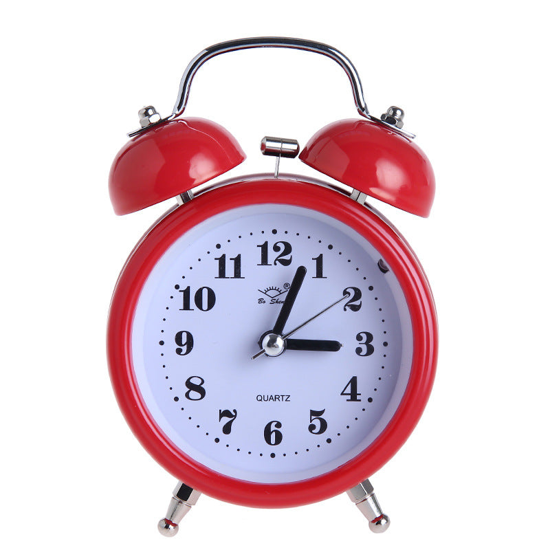 Love-shaped creative bell alarm clock mute with night light personalized gifts promotional alarm clock manufacturers wholesale