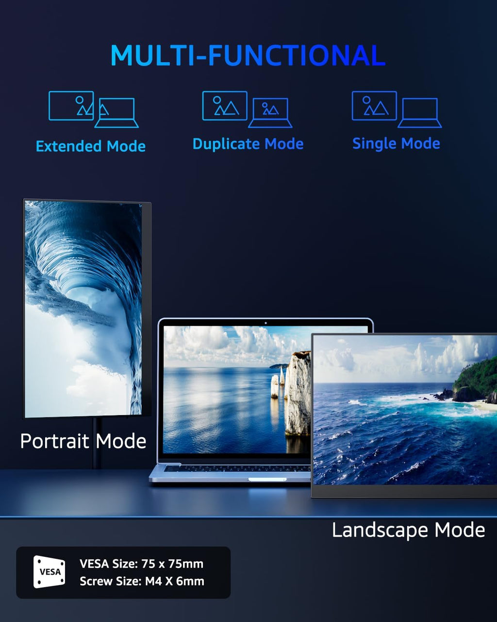 Yodoit Monitor portatile 16" 4K 3840 x 2400 UHD 1200 Nits schermo con Smart Cover, display IPS con tipo C, Mini-HDMI, altoparlanti integrati, compatibile con PC, laptop, MacBook, PS3/4/5