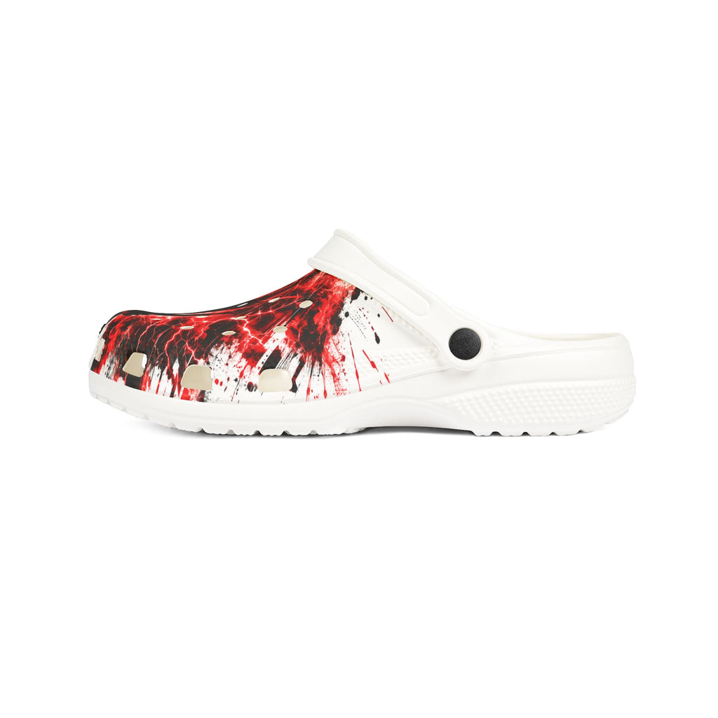 Bleeding Heart Silhouette EVA Clogs — Red Gothic Graphic Slip-Ons