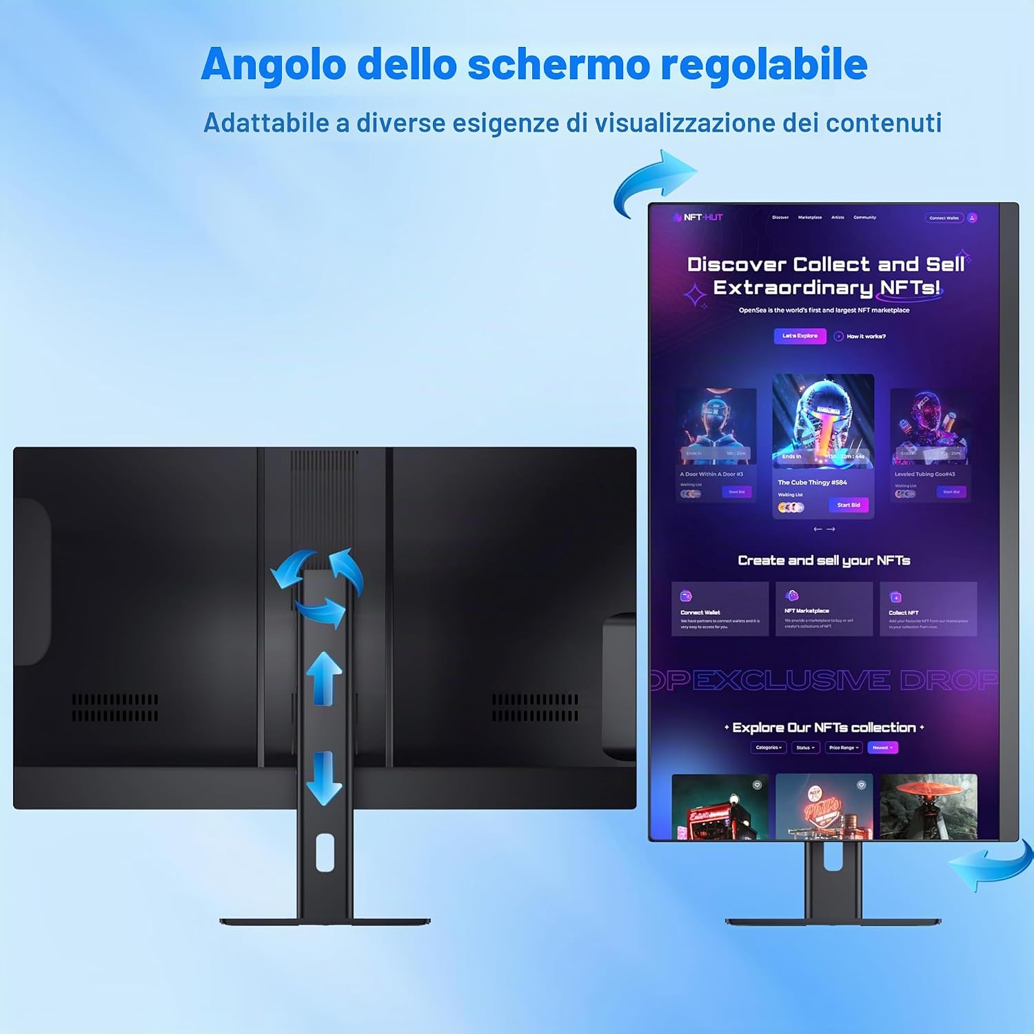 Computer all-in-one 27'' Core i7 (fino a 3,0 GHz) 512 GB SSD 16 GB RAM PC con schermo rotante, Webcam nascosta, WiFi6 Dual Band Bluetooth 5.3 - Ideale per telelavoro, editing video e uso familiare