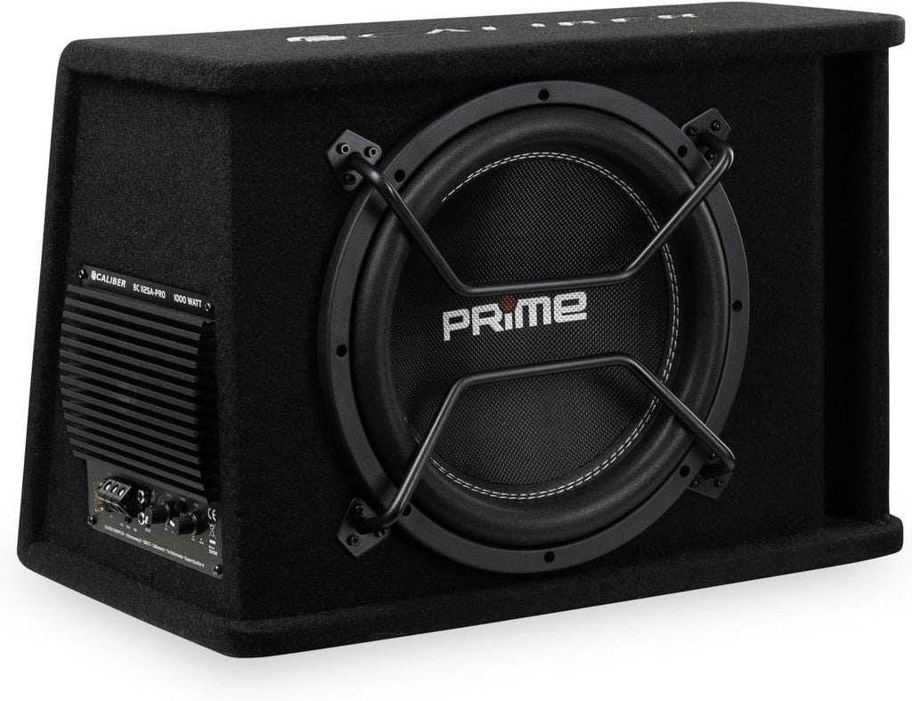 Caliber BC112SA-PRO - Set subwoofer attivo per auto, con amplificatore da 12", 500 W RMS, potenza di picco 1000 W, set di altoparlanti attivi per auto, colore: nero