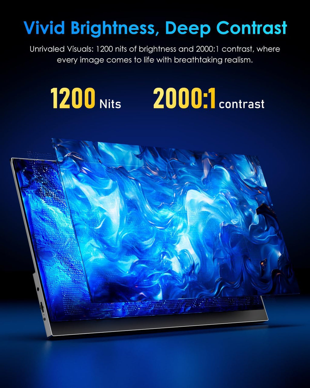 Yodoit Monitor portatile 16" 4K 3840 x 2400 UHD 1200 Nits schermo con Smart Cover, display IPS con tipo C, Mini-HDMI, altoparlanti integrati, compatibile con PC, laptop, MacBook, PS3/4/5