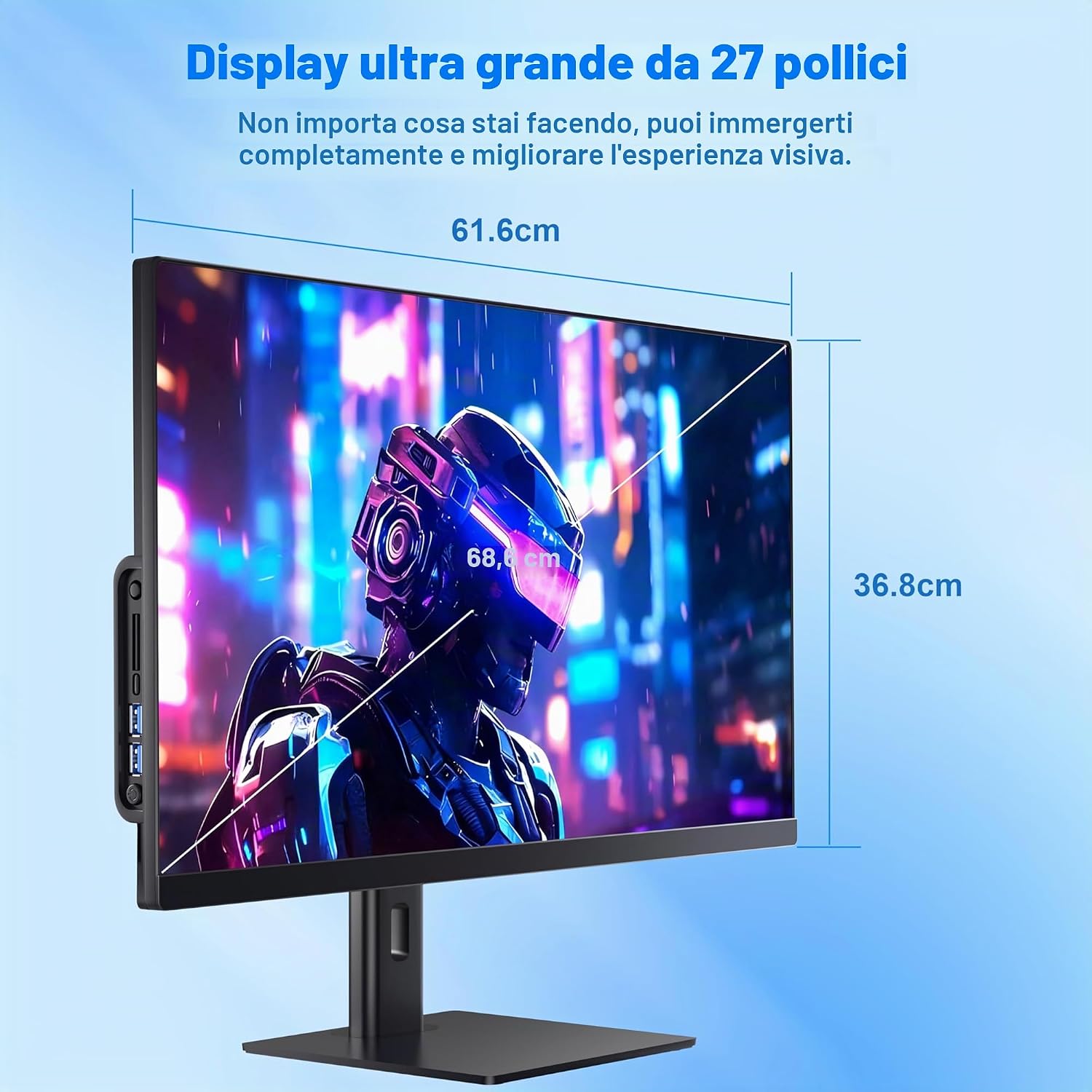 Computer all-in-one 27'' Core i7 (fino a 3,0 GHz) 512 GB SSD 16 GB RAM PC con schermo rotante, Webcam nascosta, WiFi6 Dual Band Bluetooth 5.3 - Ideale per telelavoro, editing video e uso familiare