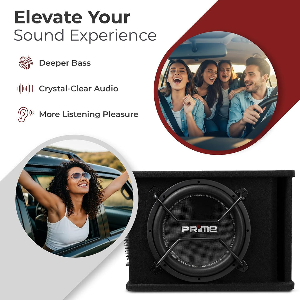 Caliber BC112SA-PRO - Set subwoofer attivo per auto, con amplificatore da 12", 500 W RMS, potenza di picco 1000 W, set di altoparlanti attivi per auto, colore: nero
