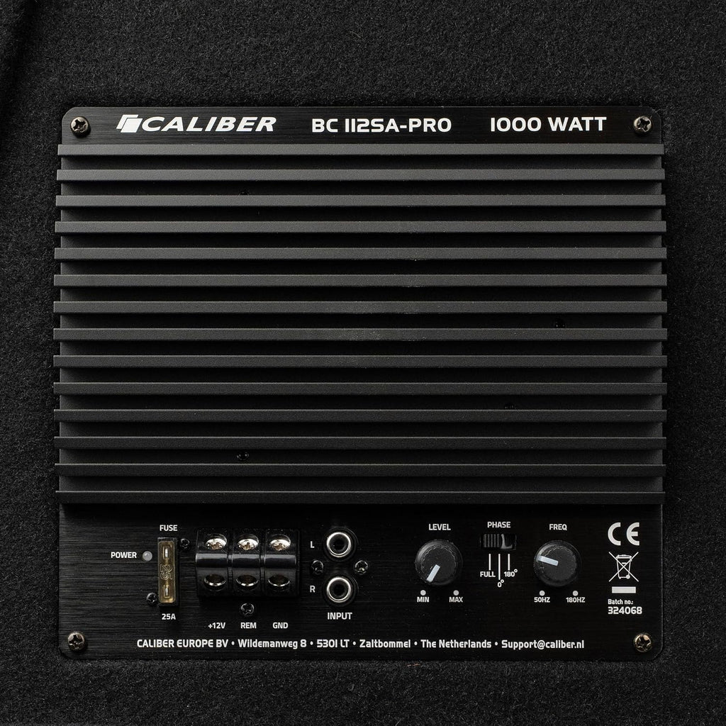 Caliber BC112SA-PRO - Set subwoofer attivo per auto, con amplificatore da 12", 500 W RMS, potenza di picco 1000 W, set di altoparlanti attivi per auto, colore: nero