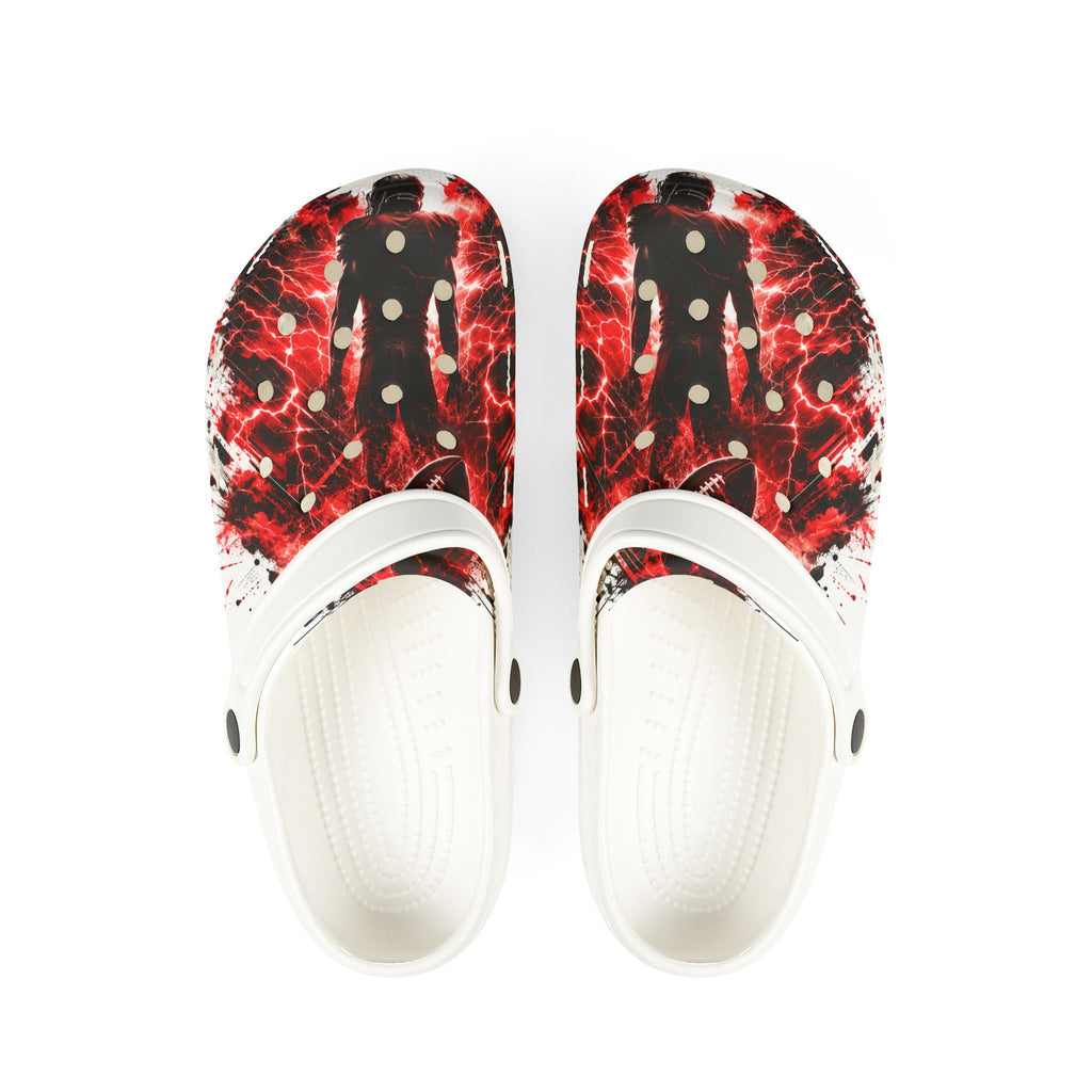 Bleeding Heart Silhouette EVA Clogs — Red Gothic Graphic Slip-Ons