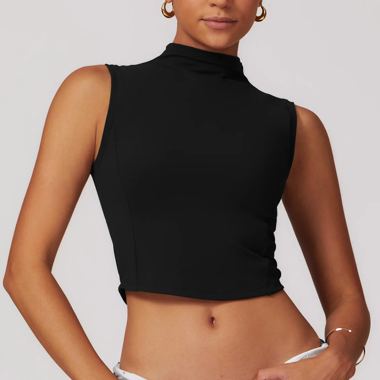 New Arrivals Gym Singlet Workout Tank Tops Fitness for Women Solid Color Summer Sleeveless Mock Neck Top Women Sport Tank