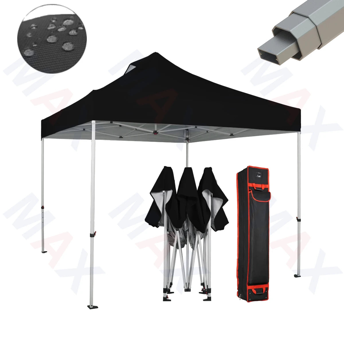 Maxcanopy 10x10 Outdoor Steel Not Aluminum Black White Canopy Tent Trade Show Tent for Outdoor Events Weddings Exhibitions