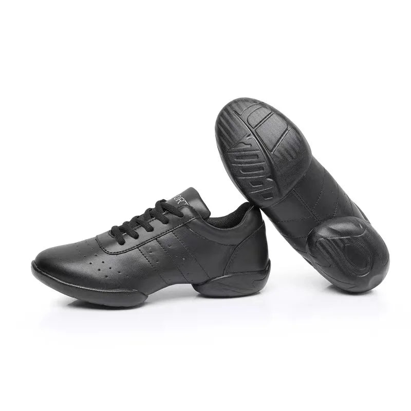 Children's Modern Competitive Dance Sneakers White Jazz Gymnastics Cheerleading Shoes Black Line Fashionable Dance Shoes