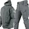 Large Size Outdoor Shark Skin Camouflage Plush Jacket Soft Shell Waterproof Windproof Hooded Thick Casual Warm-Keeping for