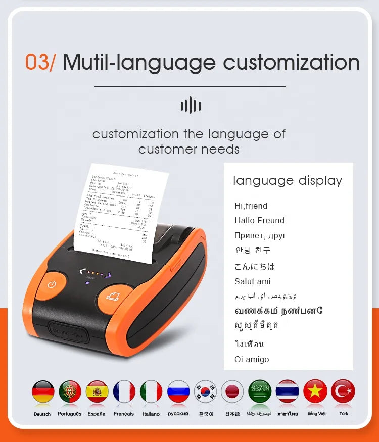 2inch Mini Portable Thermal Printer Android Small 58MM POS Wireless Label Receipt Mobile Bluetooth Printer