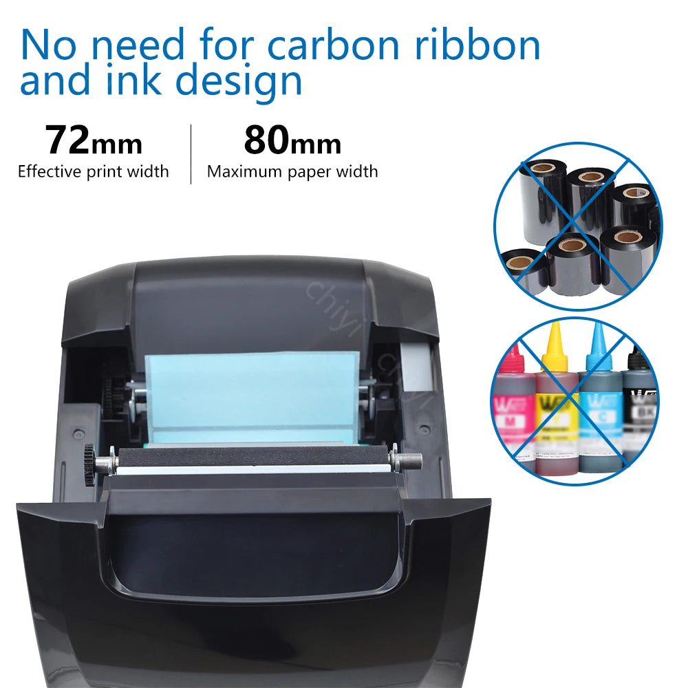 XP-365B Thermal Label Printer 20-80mm Print Range Supports Android Windows 203dpi for Waybill Barcode Sticker Receipt ROHS