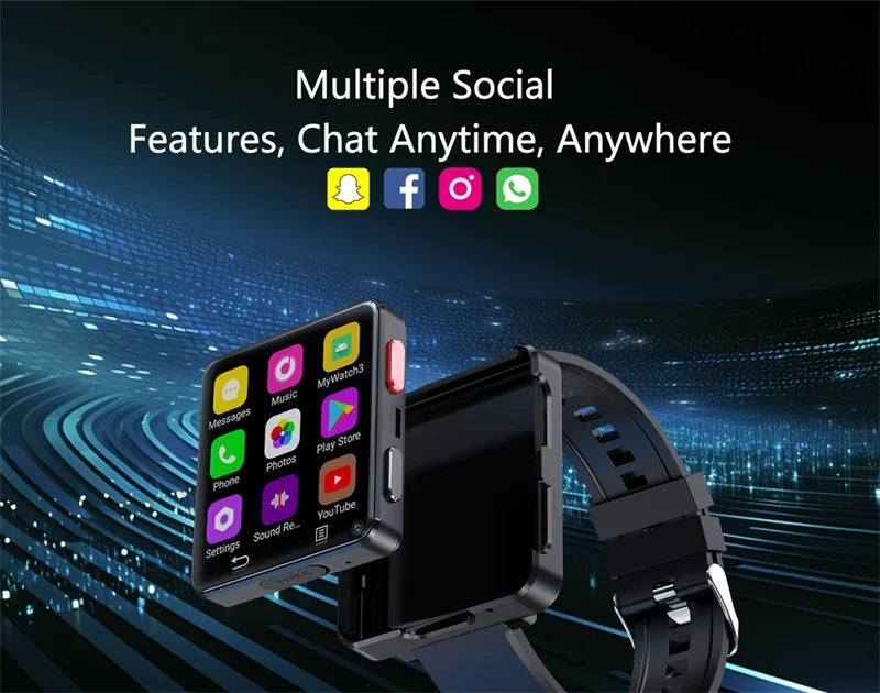 S998 Smart Watch 4G Android 11 OS 500W Dual Camera 3GB Ram 32GB Rom 2.64 Inch 490*490 Screen GPS Wifi Strap Removable Smartwatch