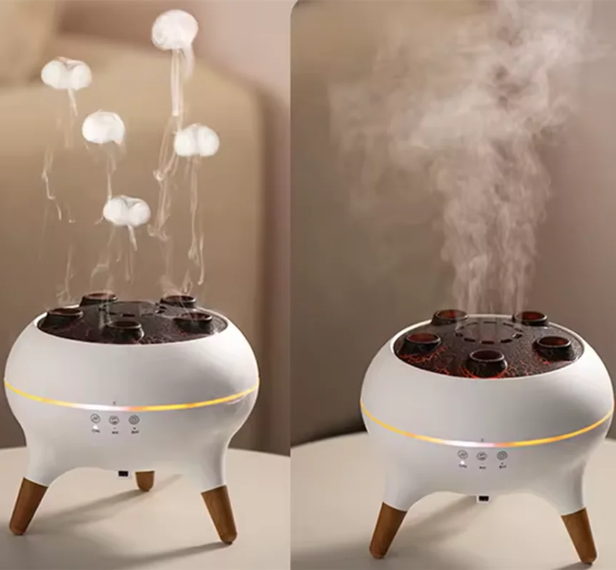 New Arrival 250ml Ultrasonic Flame Aroma Diffuser Jellyfish Spray Humidificador with Remote Control for Desktop Car & Hotel