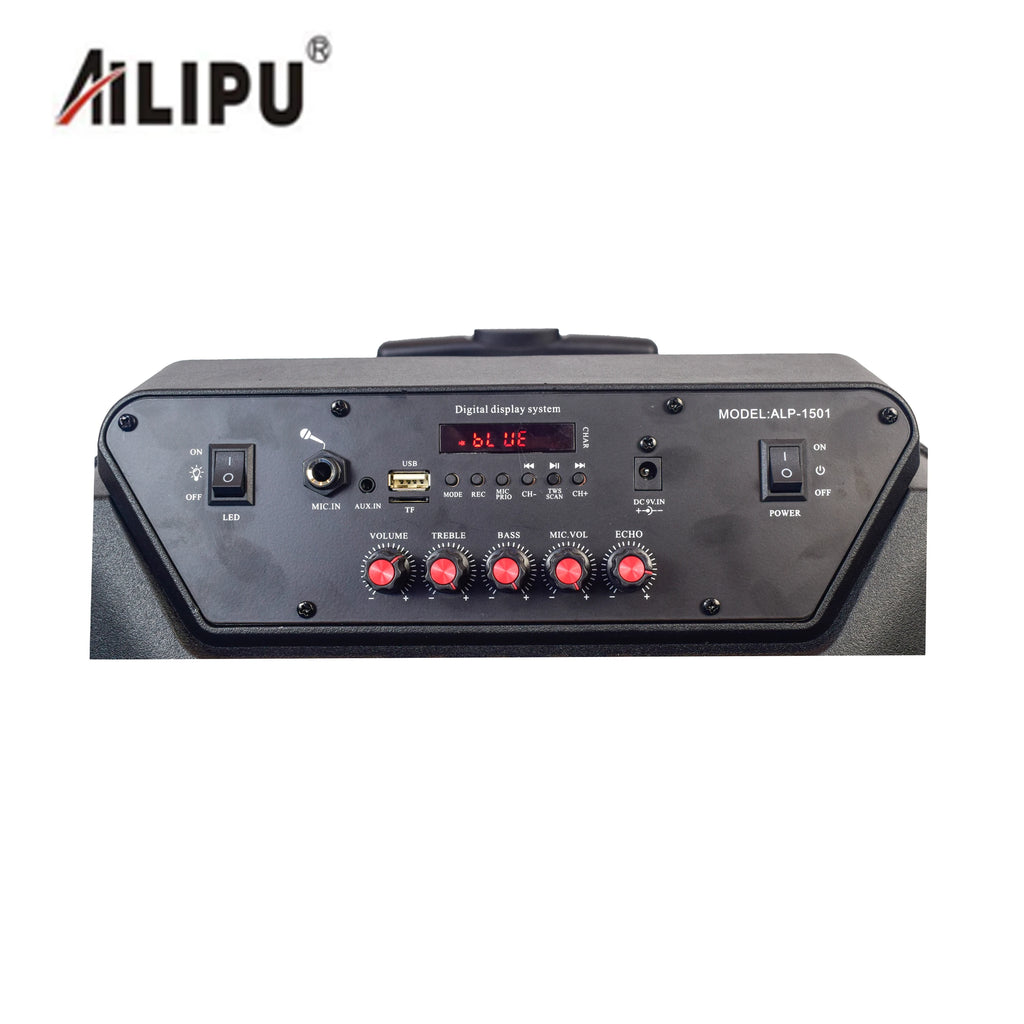 15'' Big Stock BT Speakers Caixa De Som Amplificada RGB  Light Outdoor Dj Sound System Trolley Speaker with Mic
