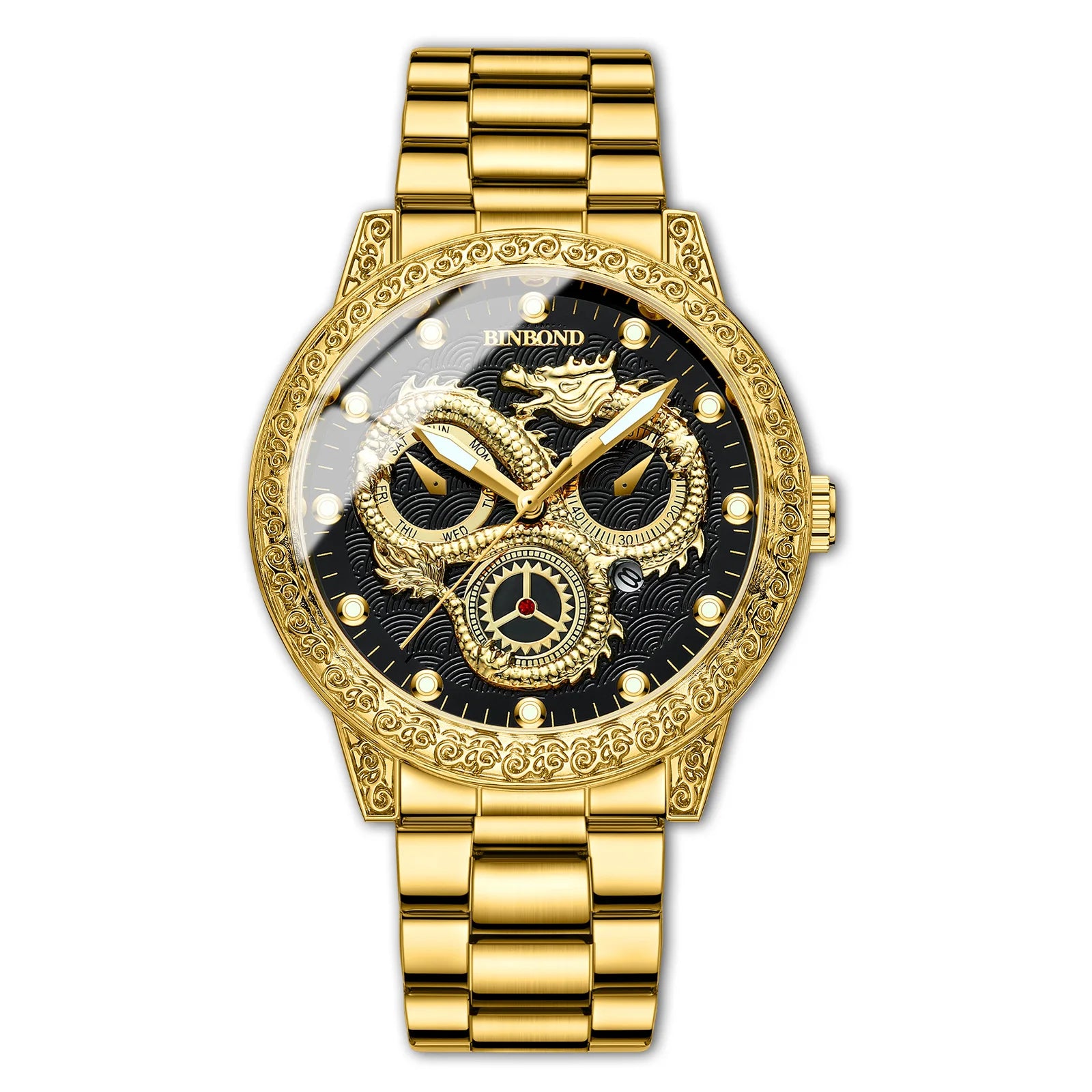 Binbond B3030 3030 Casual Wristwatch Waterproof Luminous Date Stainless Steel High Quality Men Watch Luxury Quartz Men's Watches