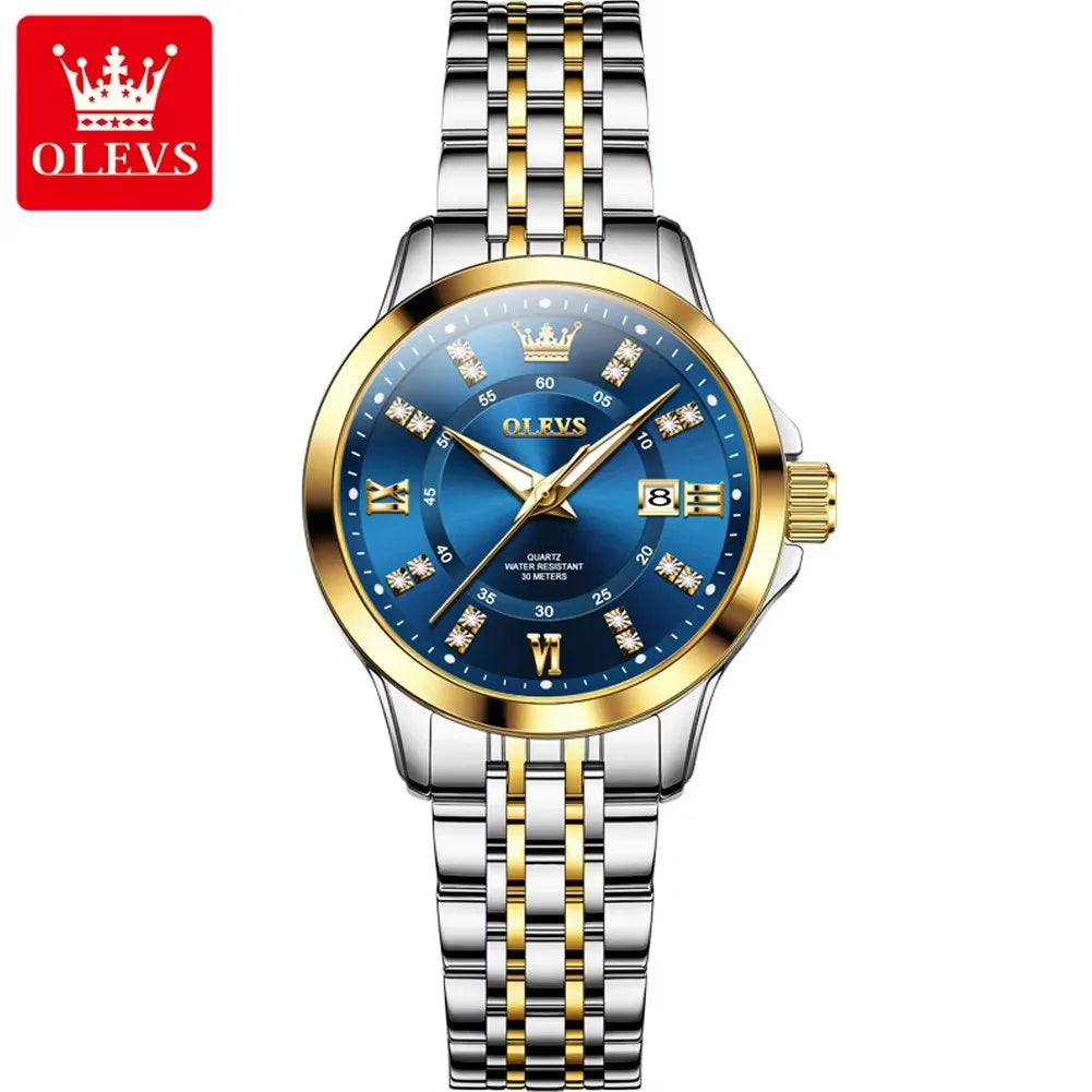 OLEVS 3620 Quartz Women's Watches Elegant Fashion Luminous Hands Ladies Leisure Diamond Dial Life 3Bar Waterproof Wristwatch