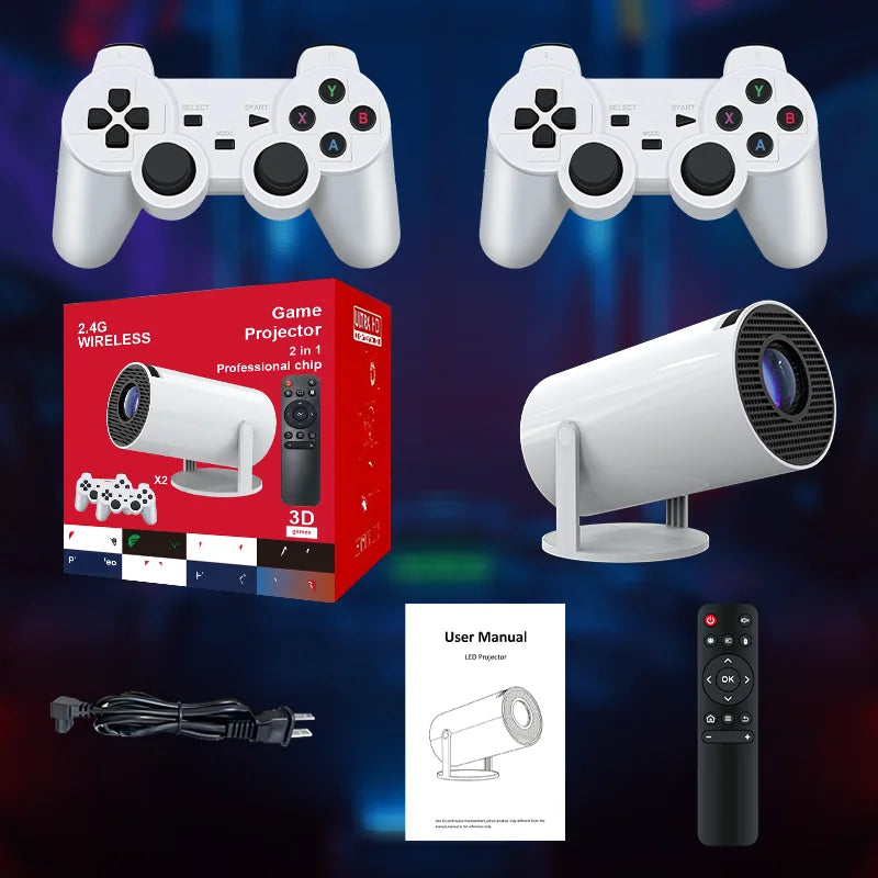 2025 Outdoor  Mini Portable 720P 1080P Smart Android Projector 2-in-1 Video Game Console LCD 3D WiFi Home F300 Projector