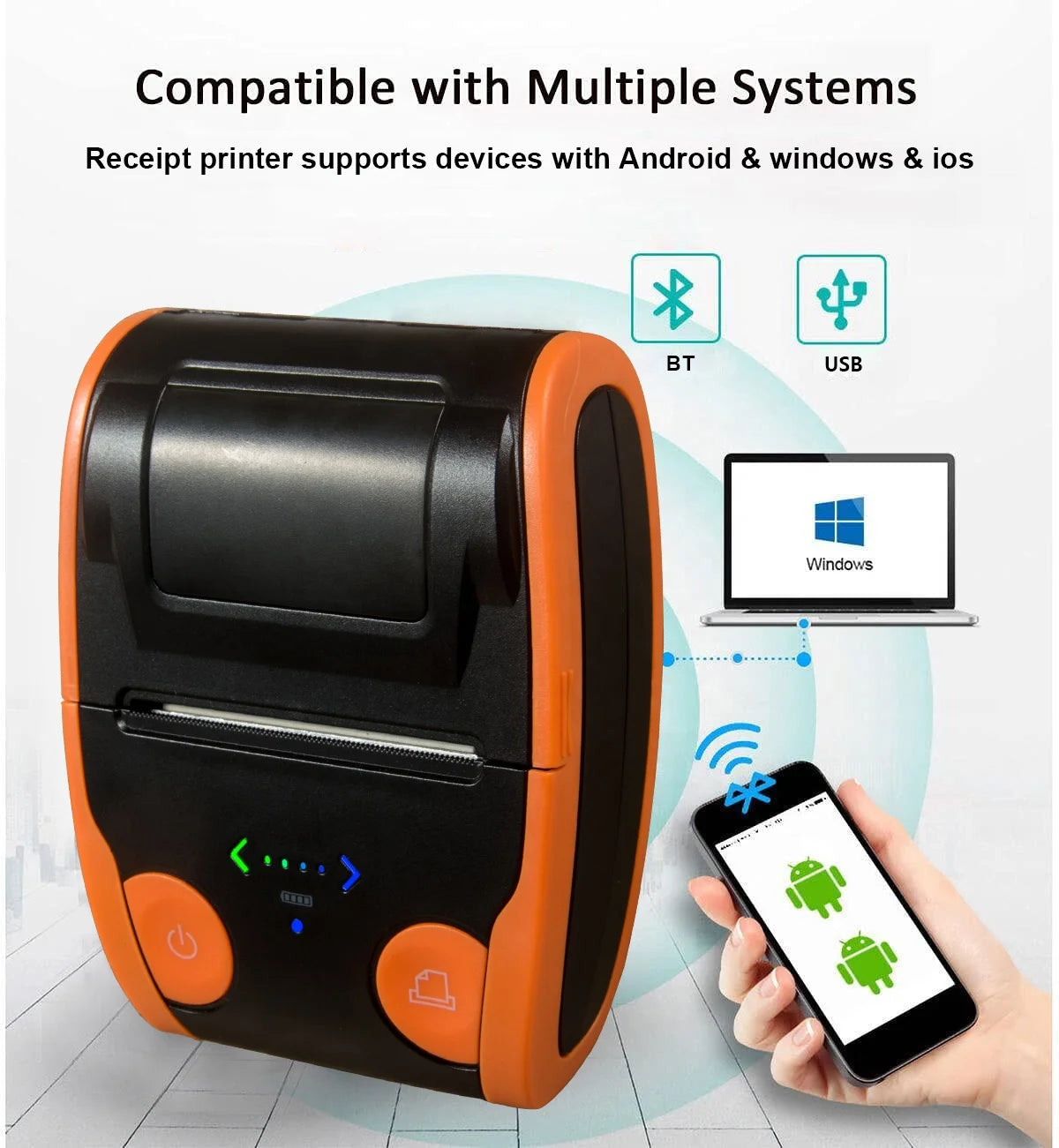 2inch Mini Portable Thermal Printer Android Small 58MM POS Wireless Label Receipt Mobile Bluetooth Printer