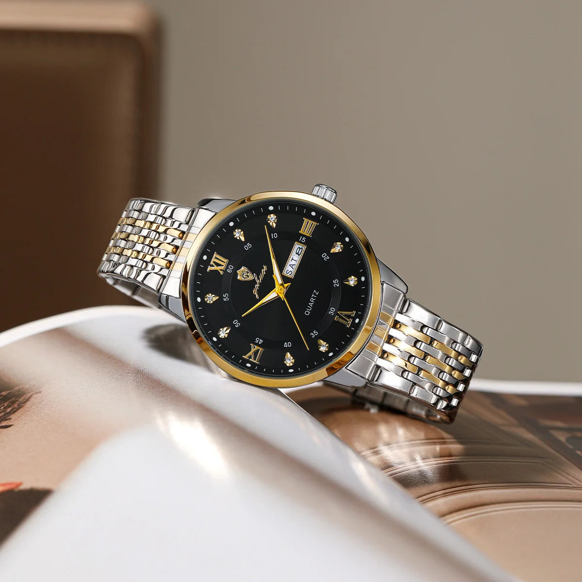 US Local Stock Gohuos 8806 Luxury Stainless Steel Quartz Watch for Men Business Style Waterproof Luminous Fashion Men's Watches