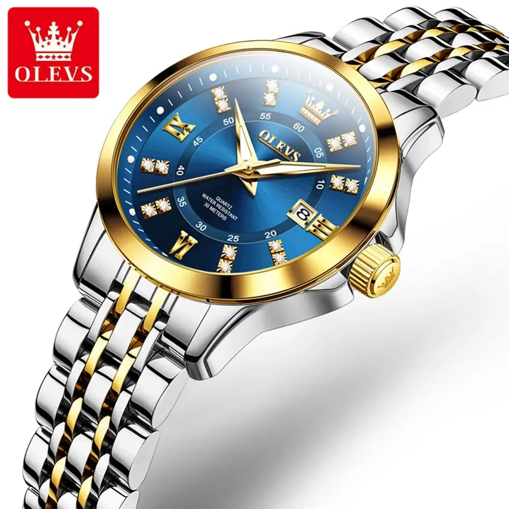 OLEVS 3620 Quartz Women's Watches Elegant Fashion Luminous Hands Ladies Leisure Diamond Dial Life 3Bar Waterproof Wristwatch