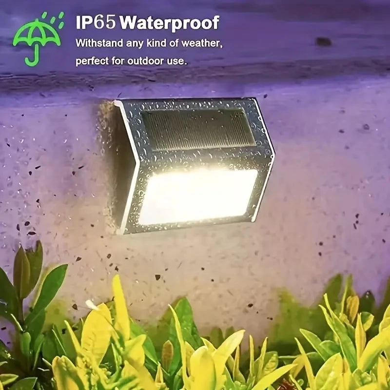 Solar Stainless Steel 6LED Staircase Ladder Light, Outdoor Rainproof Wall Light, Fence Light, Small Night Light