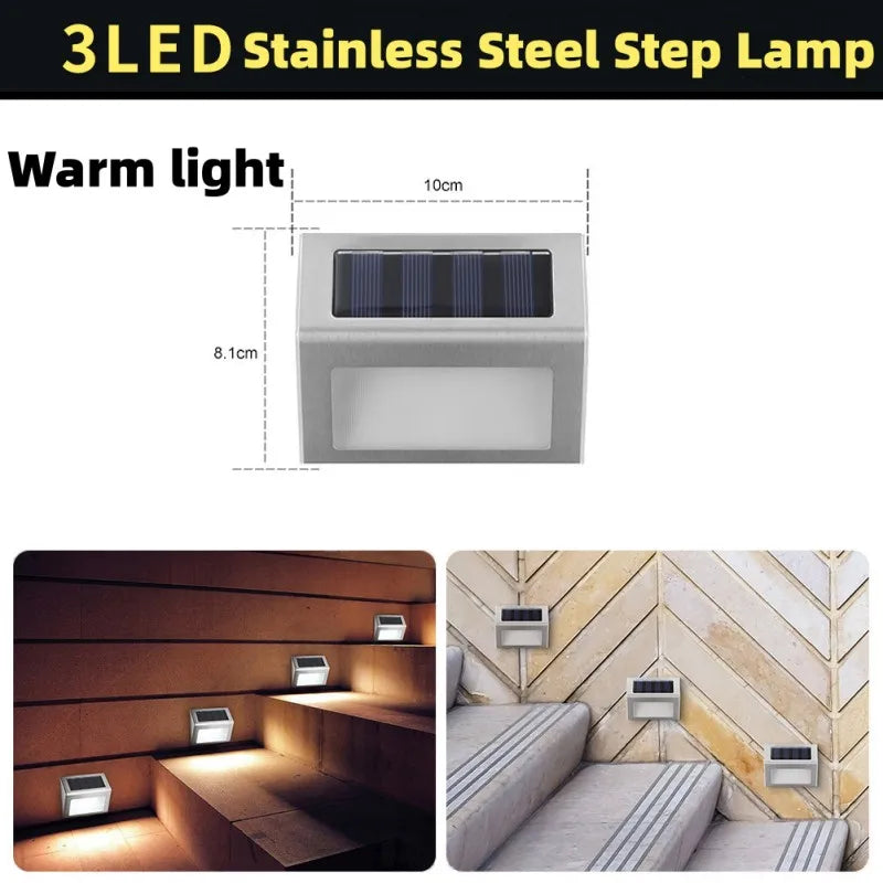 Solar Stainless Steel 6LED Staircase Ladder Light, Outdoor Rainproof Wall Light, Fence Light, Small Night Light