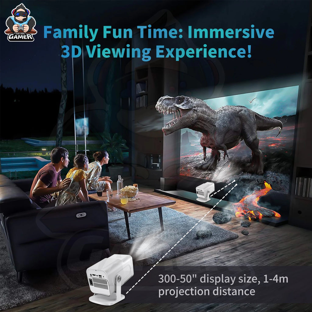High Dynamic HCS350 MAX  HD Smart Game Projector with 2 Joy Sticks Controller Indoor Outdoor 1080P Wifi Gaming Projector