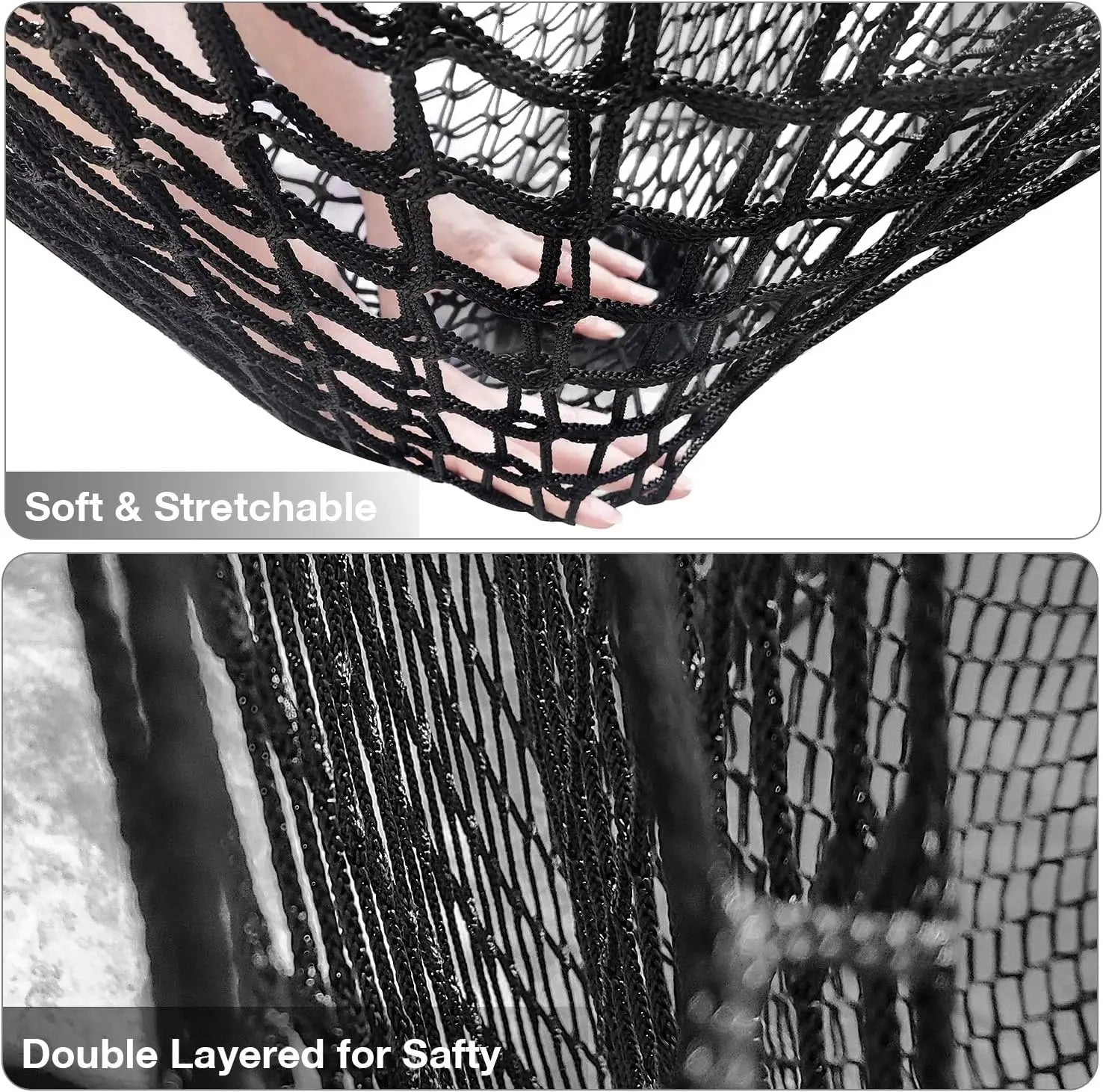 Black 6.5 X 9.8 ft Large Outdoor Hammock Netting Black Loft Rope Net Hammock Kids Backyard Climbing Net