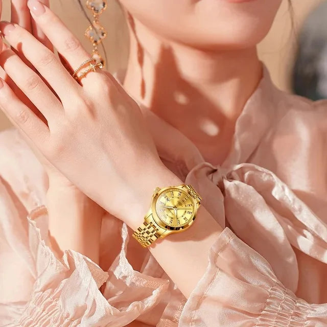 OLEVS 3620 Quartz Women's Watches Elegant Fashion Luminous Hands Ladies Leisure Diamond Dial Life 3Bar Waterproof Wristwatch