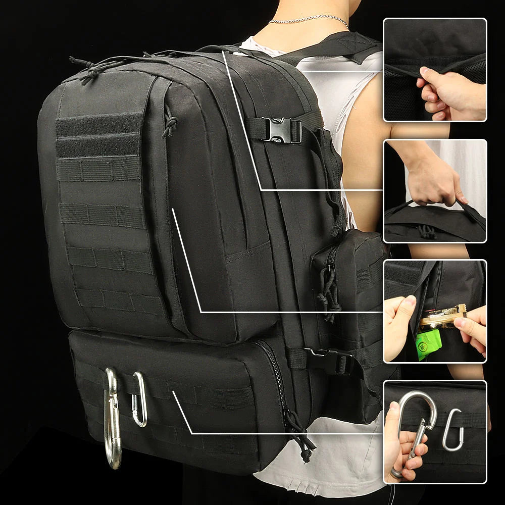 Tactical Backpack & Duffle Bag Weekender for Gym/Travel/Deployment,  Waterproof Workout Duffel with MOLLE System