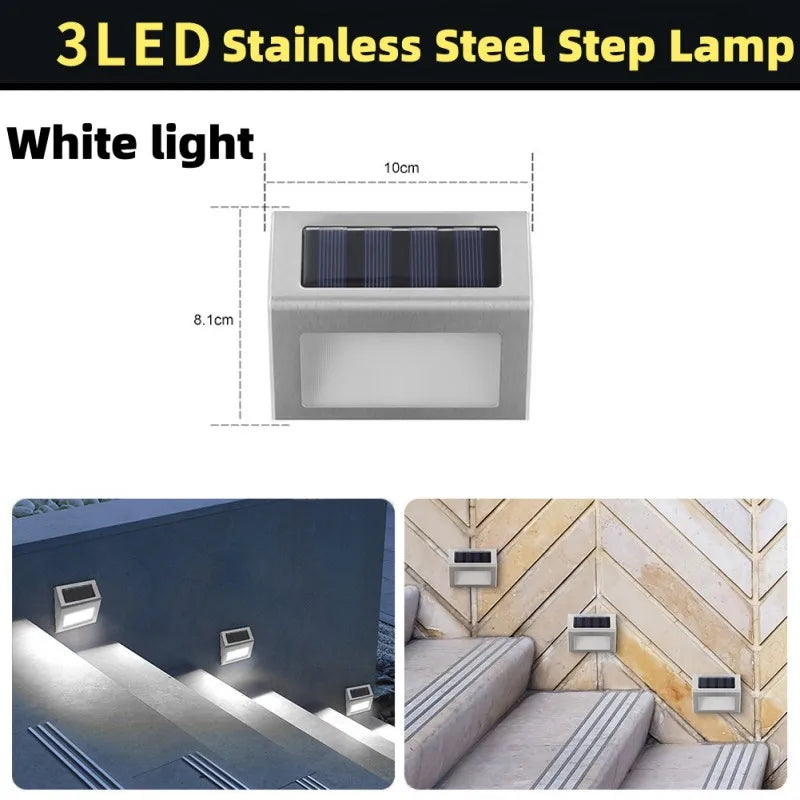 Solar Stainless Steel 6LED Staircase Ladder Light, Outdoor Rainproof Wall Light, Fence Light, Small Night Light