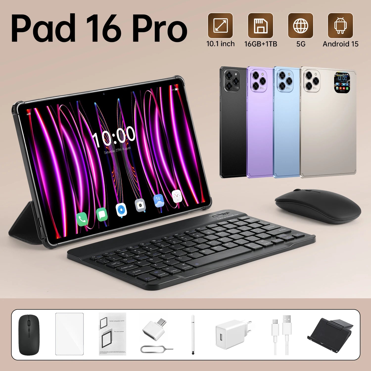 Bulk Sale 10-Core  16 Pro MetalBody 10.1\"HD Smart Tablet for Education 4G 5G Android15 Smart Tablet for