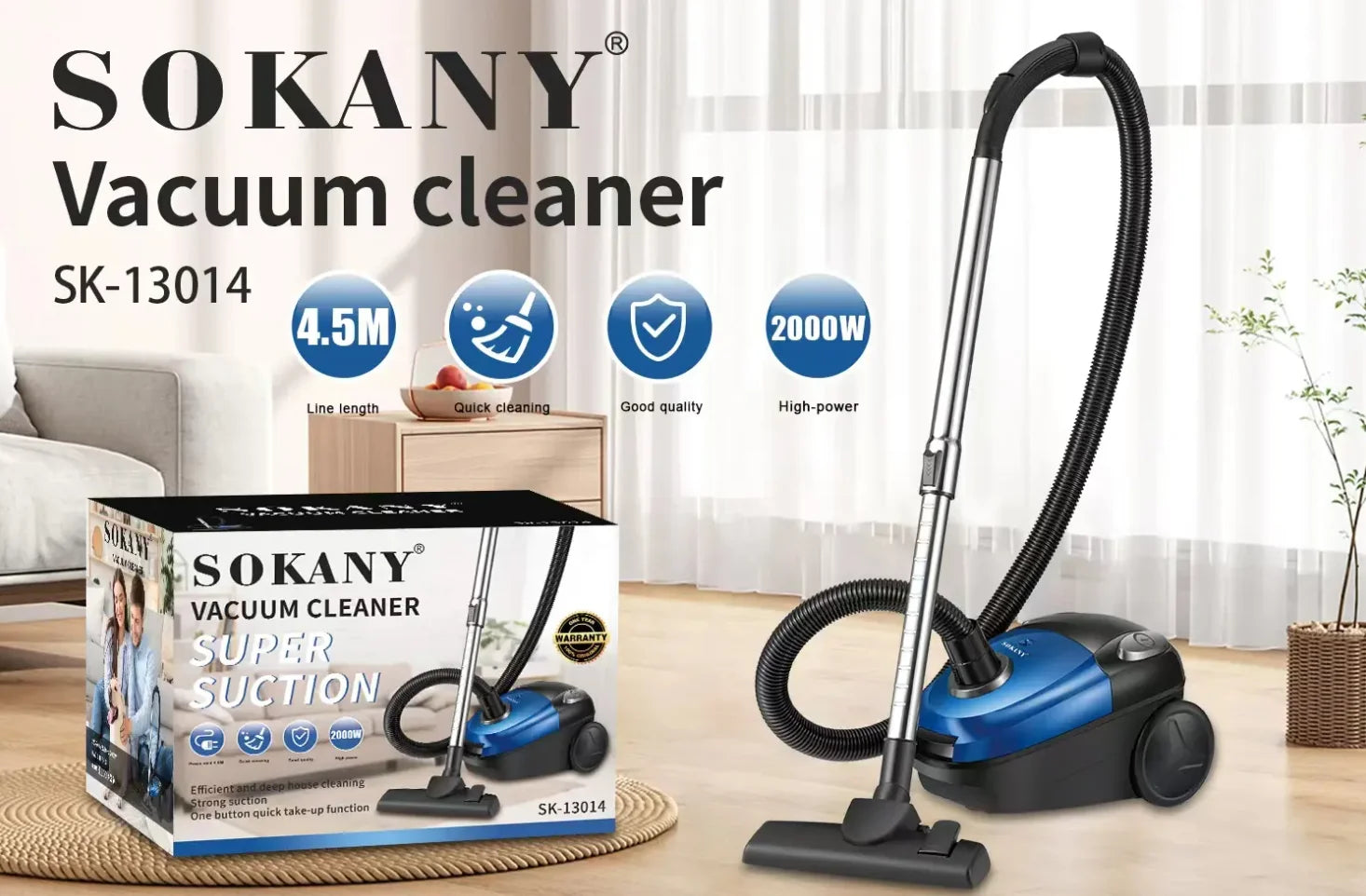 Sokany 2000W High-power Vacuum Cleaner with Factory Stock SK-13015 Vacuum Cleaner Easy to Clean the Floor