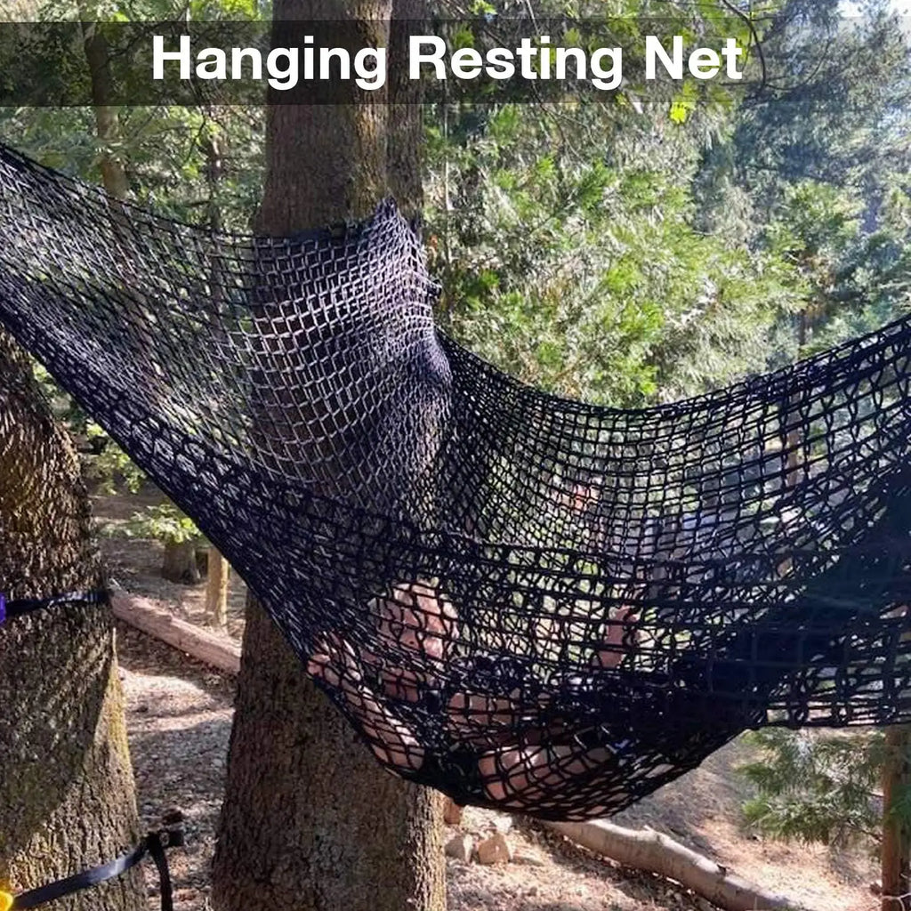 Black 6.5 X 9.8 ft Large Outdoor Hammock Netting Black Loft Rope Net Hammock Kids Backyard Climbing Net