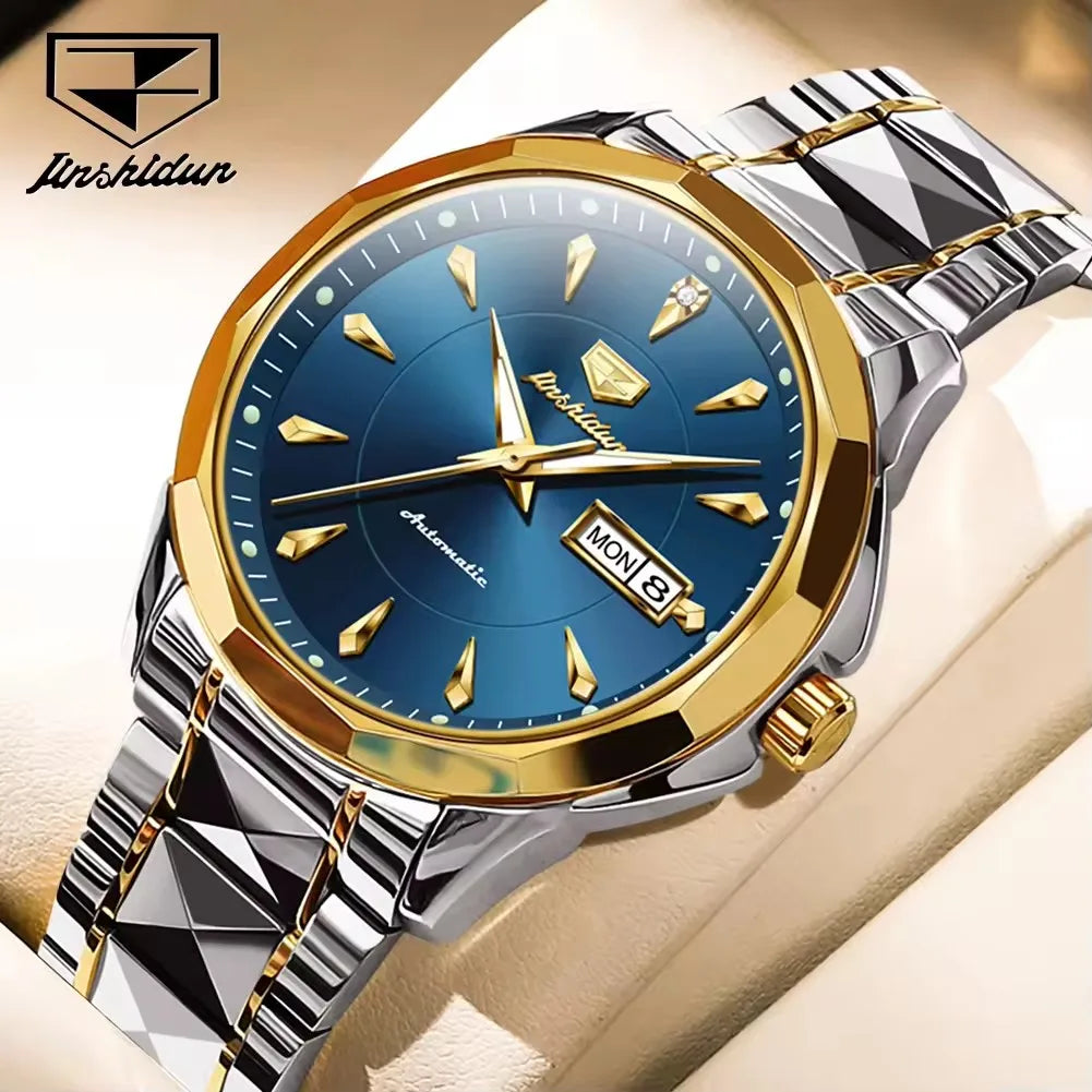 Jsdun 8936 Business Automatic Watch Male Dual Calendar Mechanical Wristwatch Waterproof Synthetic Sapphire Mirror Men Watches