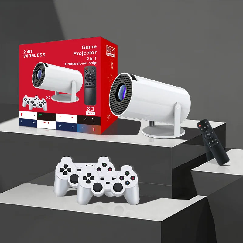 2025 Outdoor  Mini Portable 720P 1080P Smart Android Projector 2-in-1 Video Game Console LCD 3D WiFi Home F300 Projector