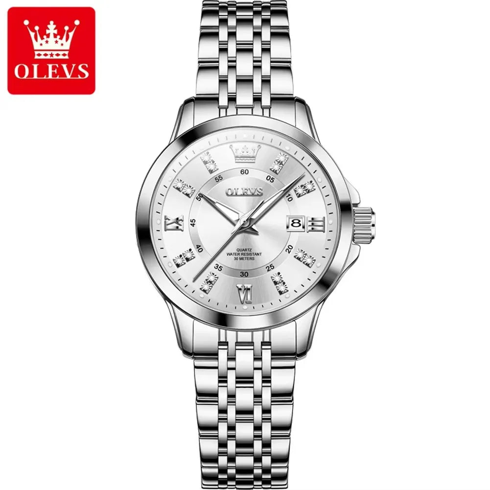 OLEVS 3620 Quartz Women's Watches Elegant Fashion Luminous Hands Ladies Leisure Diamond Dial Life 3Bar Waterproof Wristwatch