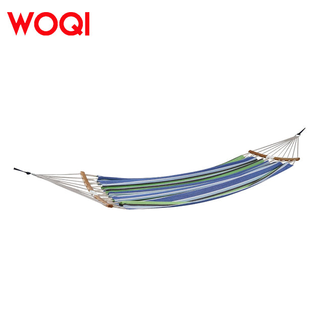 WOQI  Portable Anti Rollover Outdoor Swing Canvas Hammock with Curved Wooden Sticks