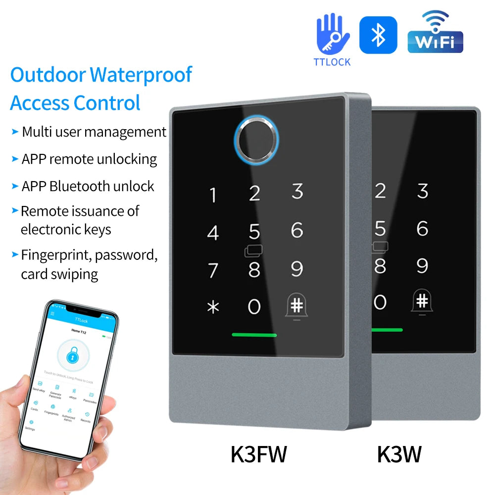 S4A K3F TTLOCK Outdoor Fingerprint Lock Opener Weatherproof K2 TTLOCK Smart Electric Door Access Control System K3Q Smart Keypad