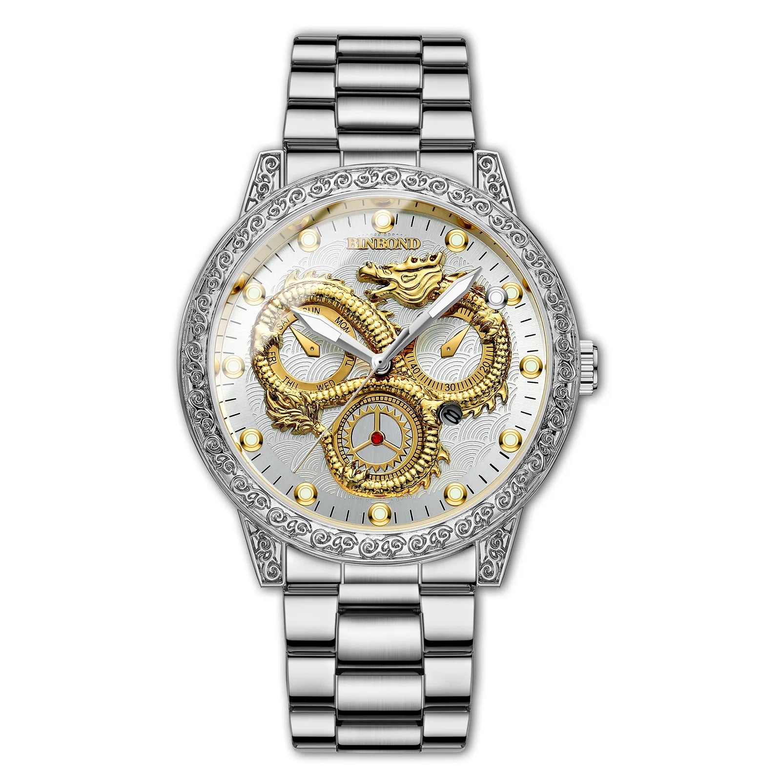 Binbond B3030 3030 Casual Wristwatch Waterproof Luminous Date Stainless Steel High Quality Men Watch Luxury Quartz Men's Watches
