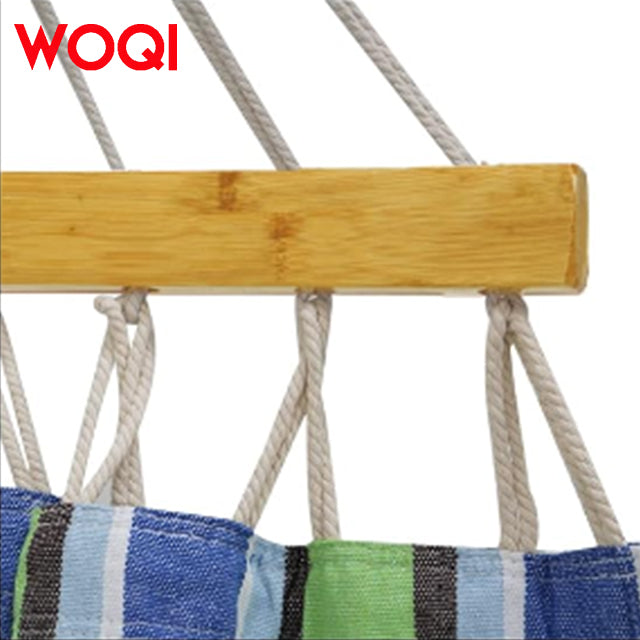 WOQI  Portable Anti Rollover Outdoor Swing Canvas Hammock with Curved Wooden Sticks