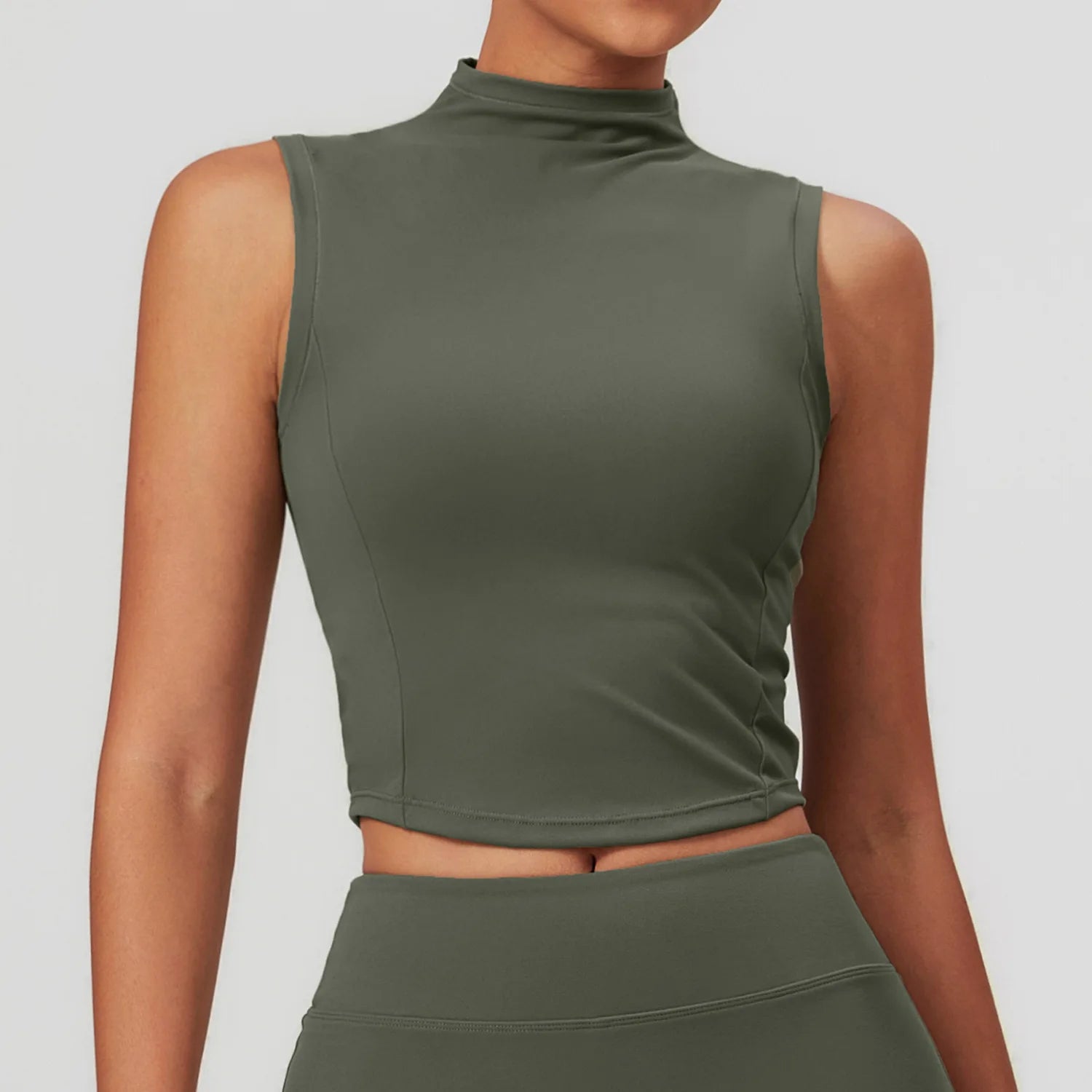 New Arrivals Gym Singlet Workout Tank Tops Fitness for Women Solid Color Summer Sleeveless Mock Neck Top Women Sport Tank