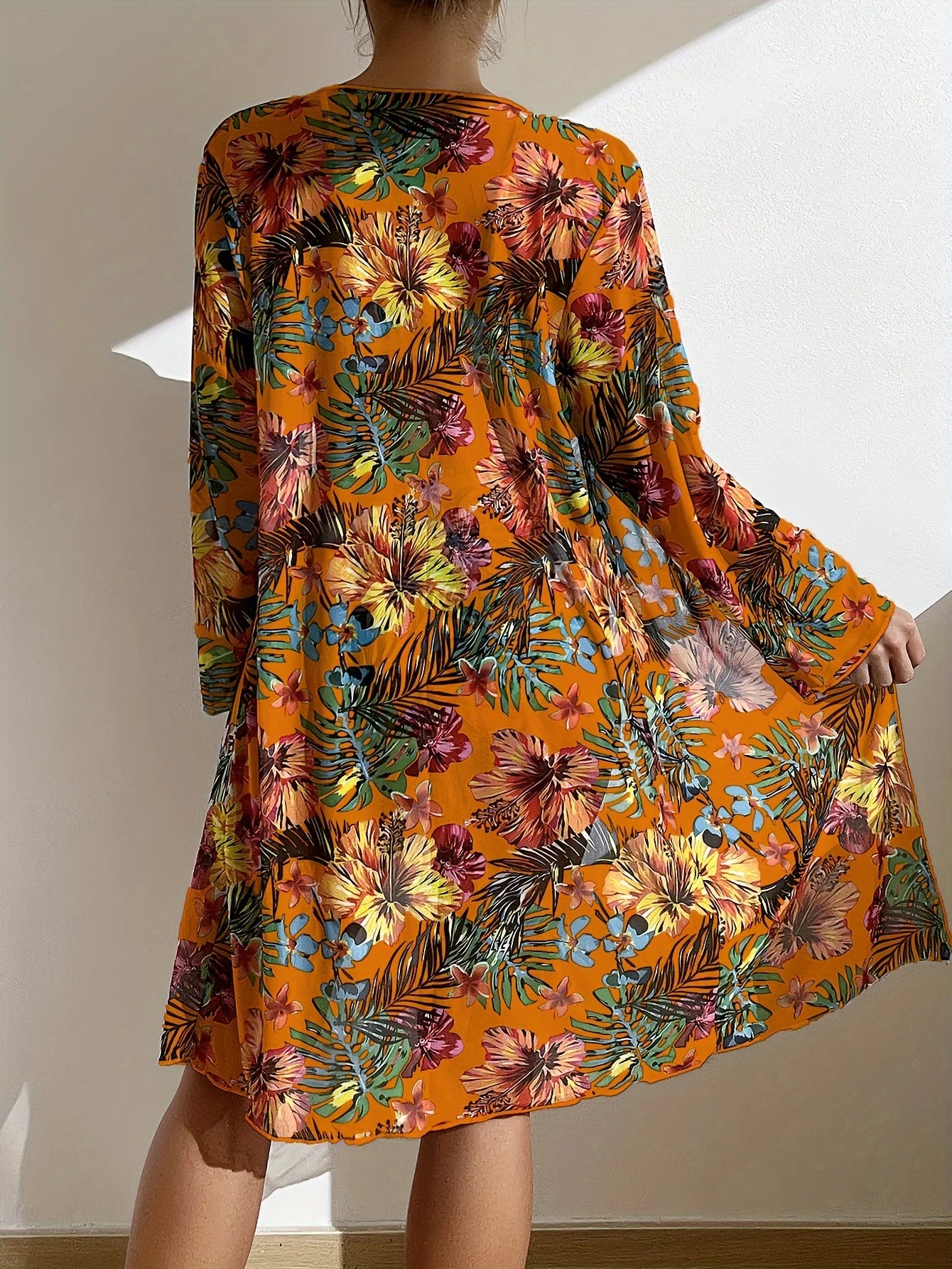 New Long-Sleeve Swimsuit Cover-Up, Three-Piece Set, Printed Sexy Swimwear for Women, New Bikini Style