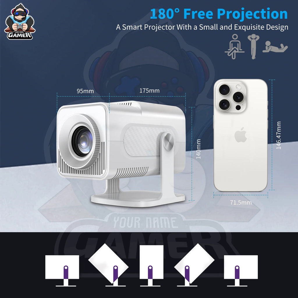 High Dynamic HCS350 MAX  HD Smart Game Projector with 2 Joy Sticks Controller Indoor Outdoor 1080P Wifi Gaming Projector