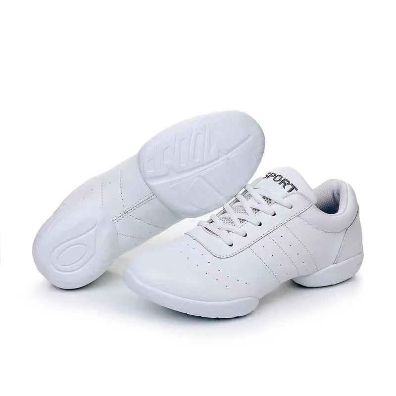 Children's Modern Competitive Dance Sneakers White Jazz Gymnastics Cheerleading Shoes Black Line Fashionable Dance Shoes