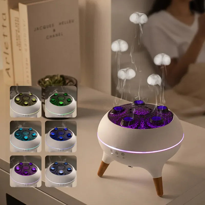 New Arrival 250ml Ultrasonic Flame Aroma Diffuser Jellyfish Spray Humidificador with Remote Control for Desktop Car & Hotel